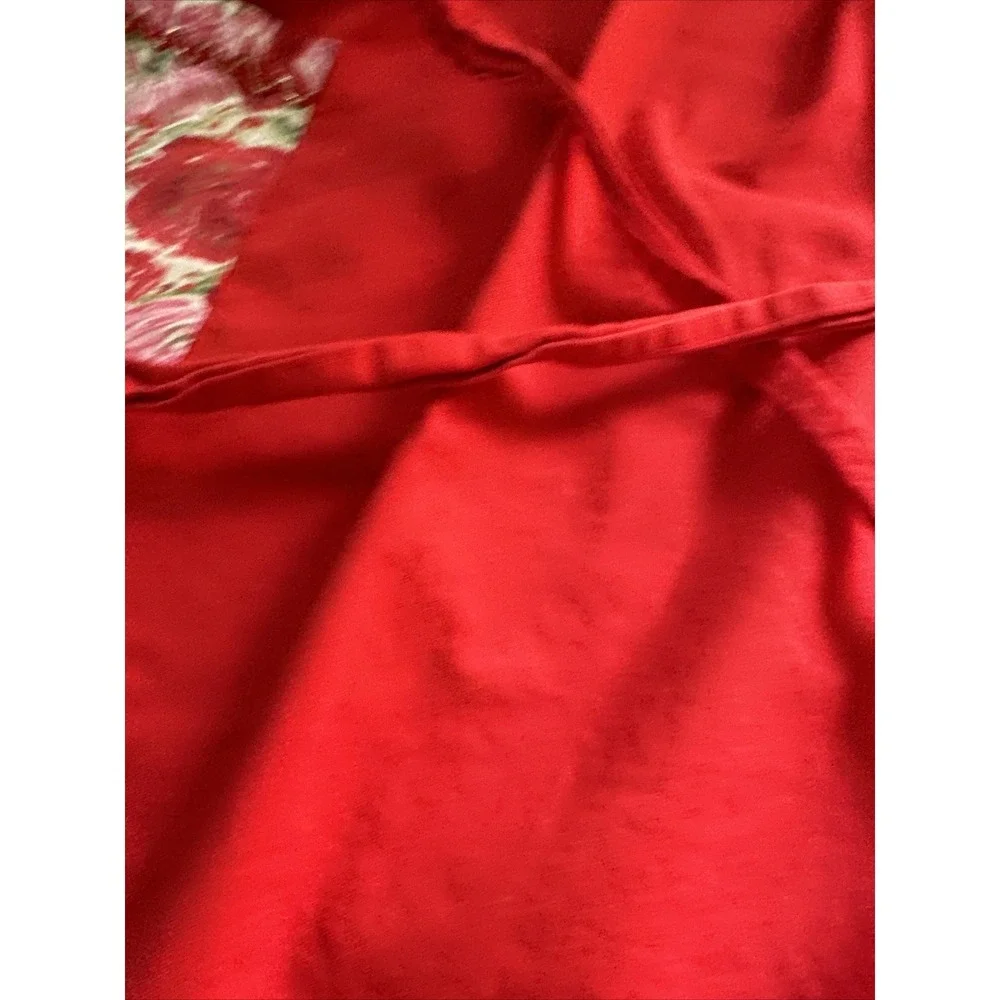 Unbranded Half Apron Women OS Red Excellent‎ Floral Pocket Rickrack Retro Cotton